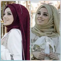 Модный мусульманский хиджаб шарф женский золотого и серебряного цвета нить Дубай арабские леди пашмины длинный хиджаб платок 70 "х 27"