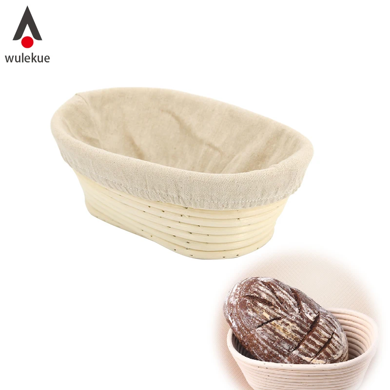 

Wulekue 1Set Banneton Small Oval Bread Fermented Rattan Basket Brotform Handmade Baking Tools