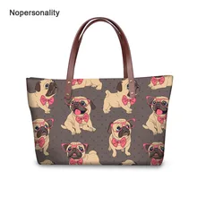 Nopersonality милые щенок-Мопс принт Топ-ручка сумка Контейнер из неопрена сумки на плечо для женщин Брендовые повседневные женские сумки