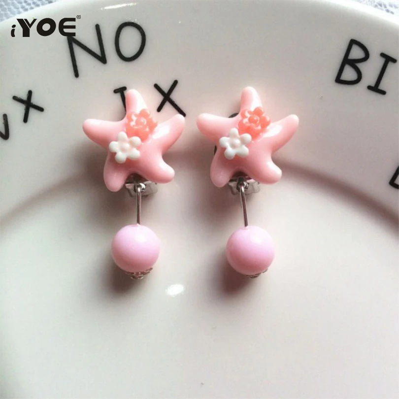 

IYOE Cartoon Flower Hat Rabbit Smile Face Clip Earrings For Kids Girls Animal Fish Starfish Bee Earring Wedding Party Gifts