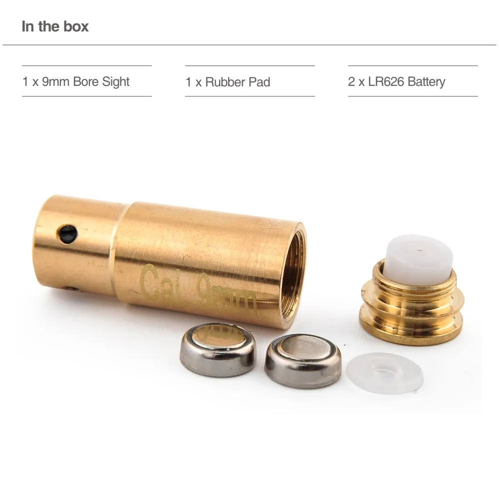 Red Dot Sight Laser Boresighter Gun Bore Sight 9mm Laser Ammo, Laser