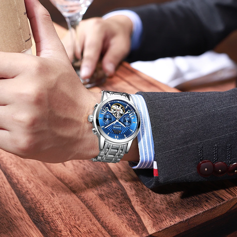 LIGE luxury Automatic Mechanical Men Watch Classic Business Watch Men Tourbillon Waterproof Male Wristwatch Relogio Masculino LIGE luxury Automatic Mechanical Men Watch Classic Business Watch Men Tourbillon Waterproof Male Wristwatch Relogio Masculino