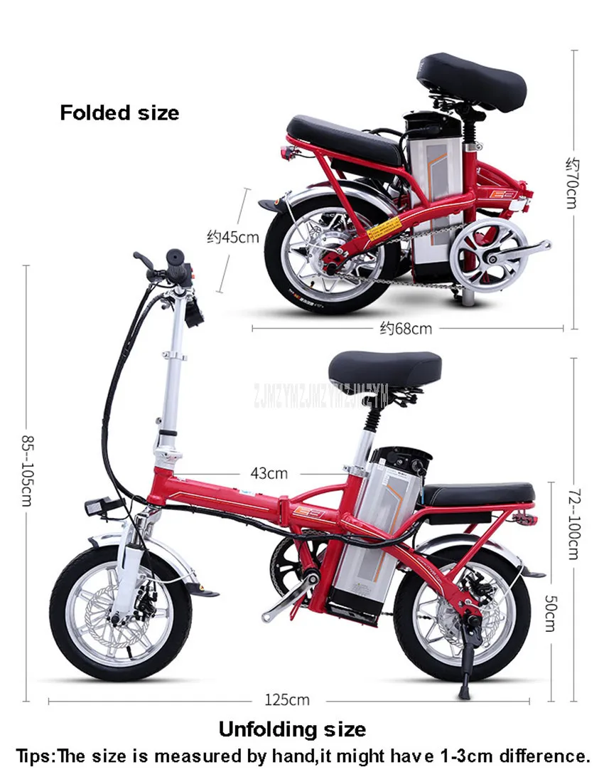 Sale Mini Bike Folding Electric Bike 14inch Wheel 240W Motor E Bike Electric Bicycle Scooter Two Seat 48V 22.5AH/25AH Lithium Battery 32