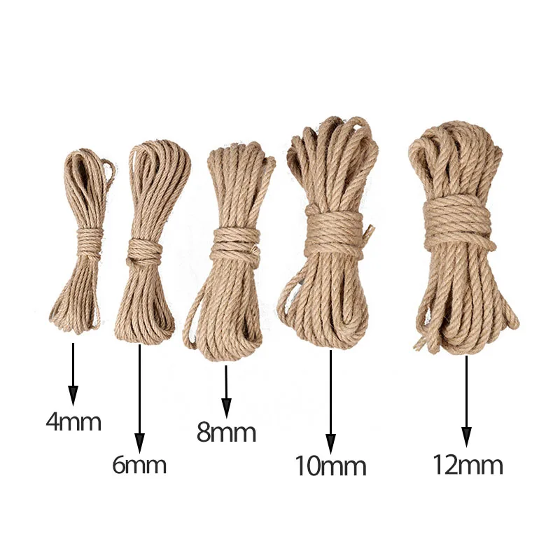 

10 Meters 4/6/8/10mm Natural Burlap Hessian Jute Twine Cord Hemp Rope Party Wedding Wrapping Thread DIY Scrapbooking Craft Decor