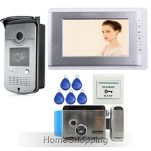 Free Shipping New Apartment 7″ Color Video Intercom Door Phone System + RFID Access Camera + Electronic Control Lock In Stock