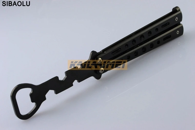 

50pcs Bottle Opener Butterfly Knife Style Trainer Tool Metal Beer Black Bar Supplies Stainless Steel