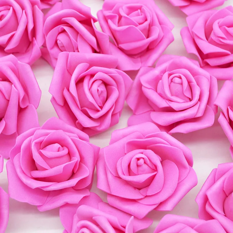 6cm 20PCS/lot PE Foam Rose Heads Artificial rose Silk Flowers For Home Garden DIY Pompom Wreaths Wedding Decor Supplies