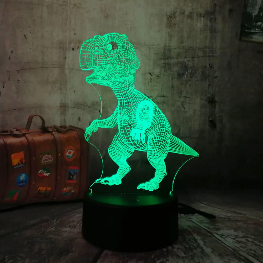 Милый 3D Динозавр лампа для мальчика подарок светодиодный ночник детский стол лампа сенсорный Романтический праздник 7 цветов изменить праздничный подарок на Рождество