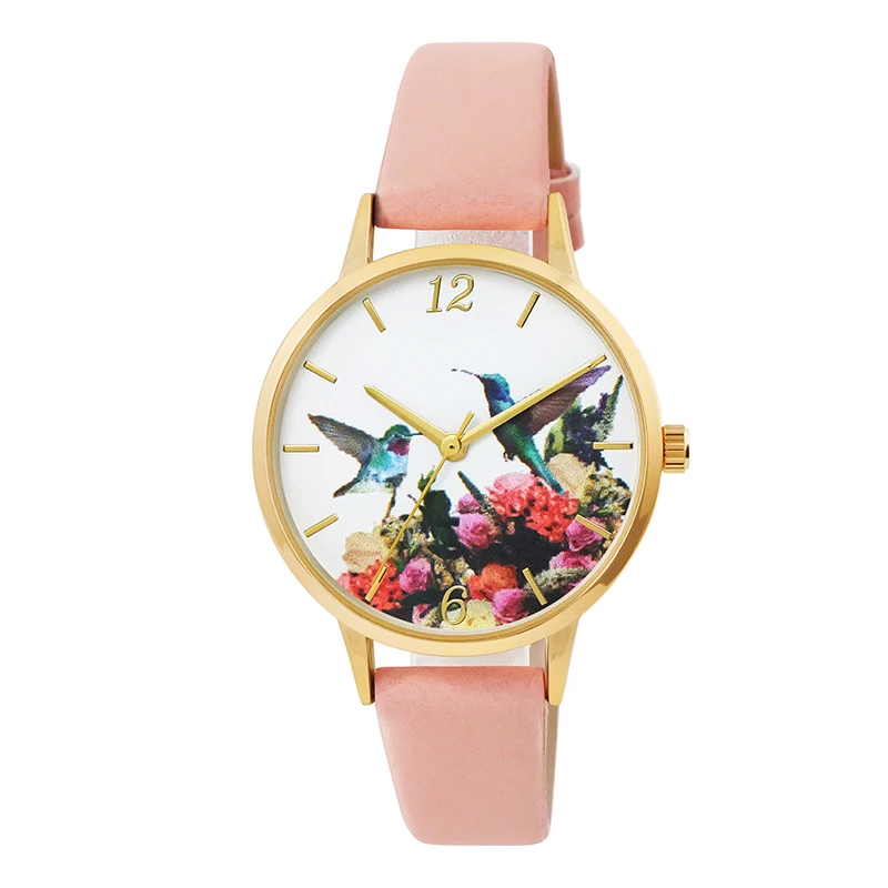

Exquisite Dial Bird Pattern Watch Soft Leather Strap Dress Watch for Women Gift Elegance Design 3D dial Printing Watch