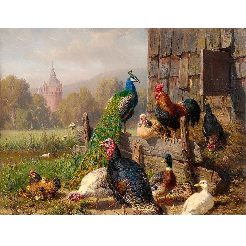 

Diy Animal Series Full Square Diamond Embroidery Painting Chicken Goose Peacock Dog Diamond Painting Cross Stitch Diamond Mosaic