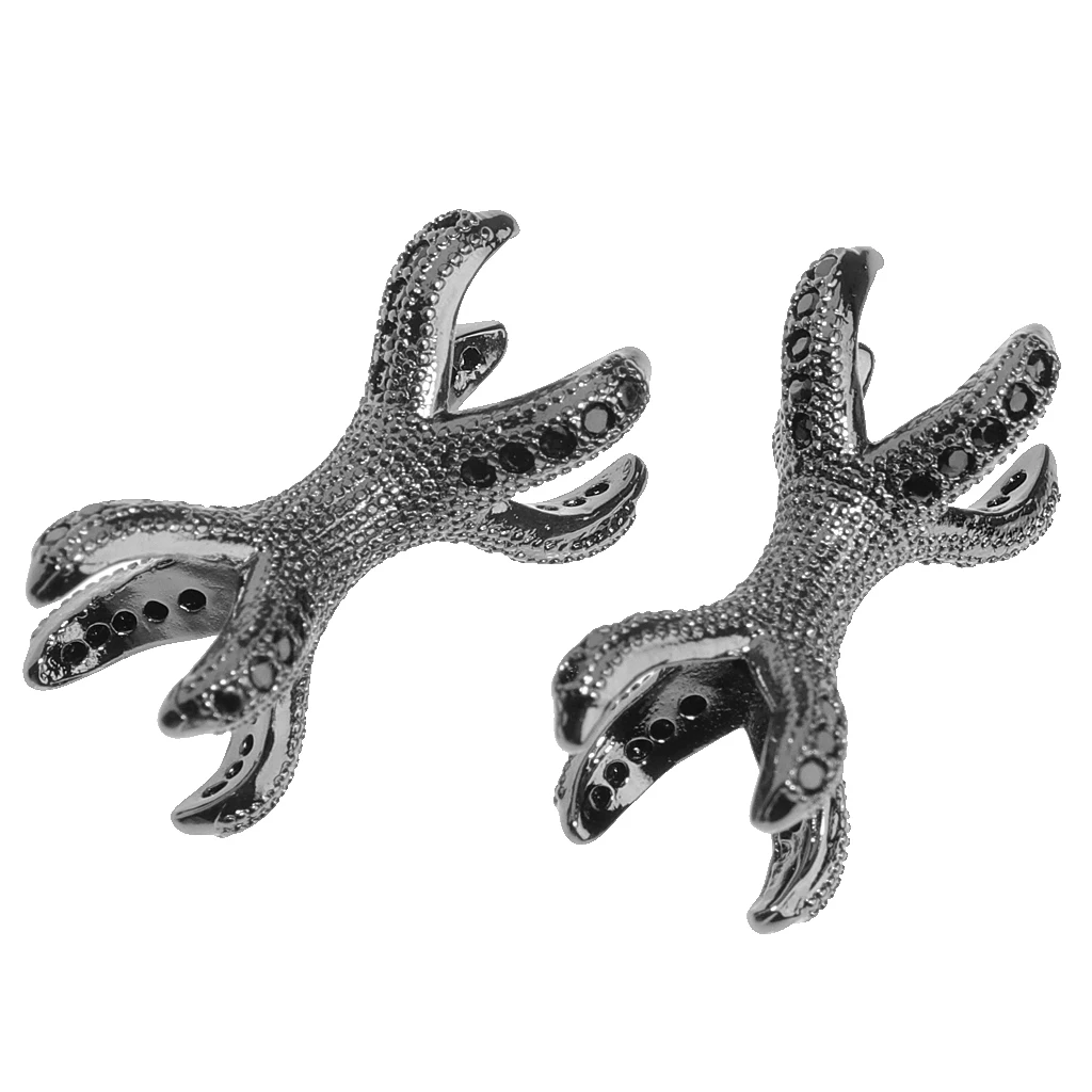 2 Pieces Micro Rhinestone Eagle Claw Bracelet Connector Beads Animal 8 Paw Design Punk Mens DIY Jewelry