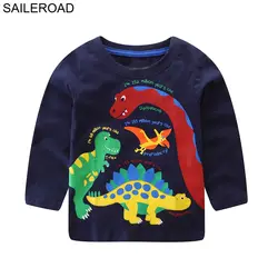 SAILEROAD 1-6 лет мультфильм рубашка с динозаврами Детские рубашки 2019 Осень Мальчики с длинным рукавом Топы футболка для девочек-младенцев Enfant