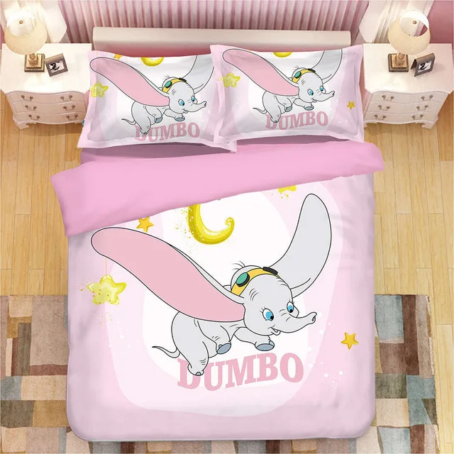 Disney Cartoon Dumbo Bedding Sets Boy/Girls Baby Single Twin king queen Duvet Cover Set Pillowcases queen quilt blanket cover - Цвет: 2