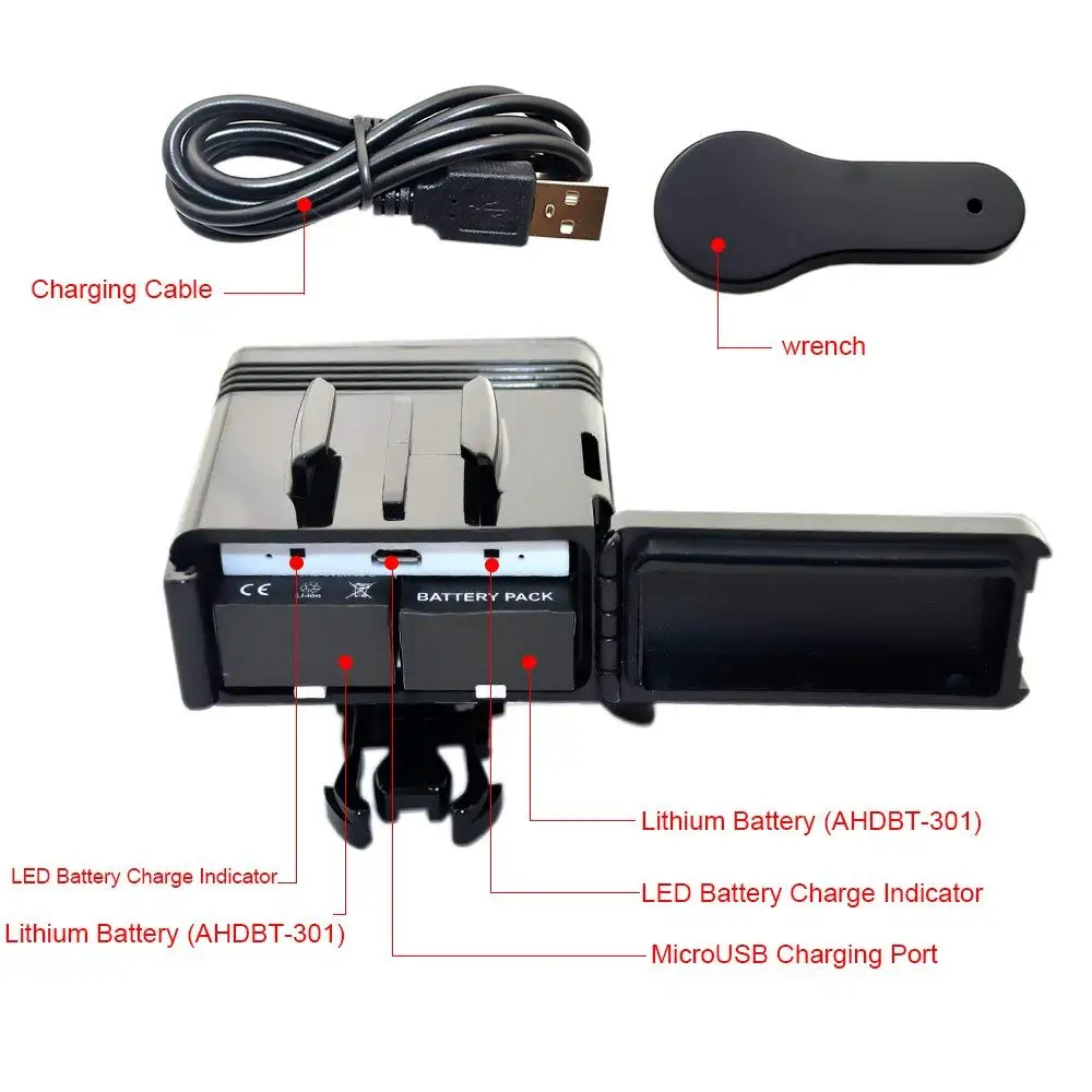 Bateria Dupla Mergulho Flash Light Subaquática Led Fill Light Acessórios para Gopro Hero Max 10 Sessão Mais Insta360 r x2 - Image 2