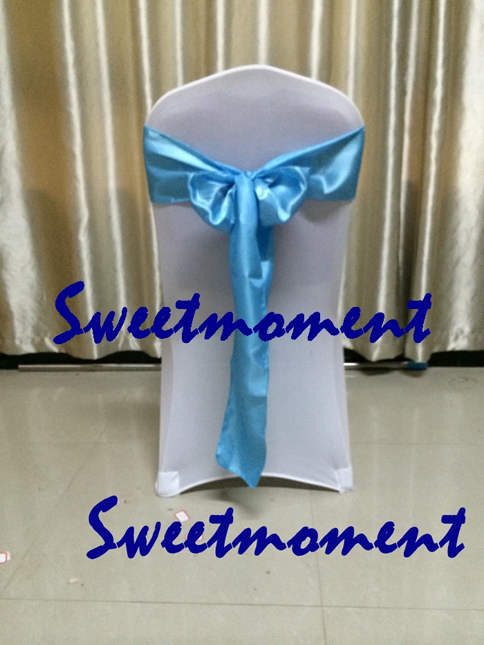 100pcs/lot Blue colour wedding satin chair ribbonchair modelling