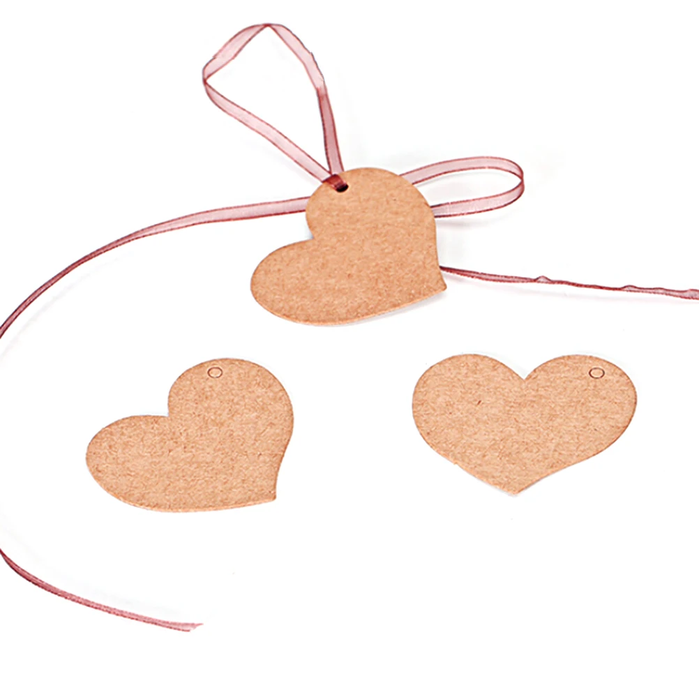 Винтажная бумажная бирка в форме сердца, Подарочная коробка, ярлыки на свадьбу, подарочная упаковка, вечерние этикетки, 50 шт./лот - Цвет: Brown