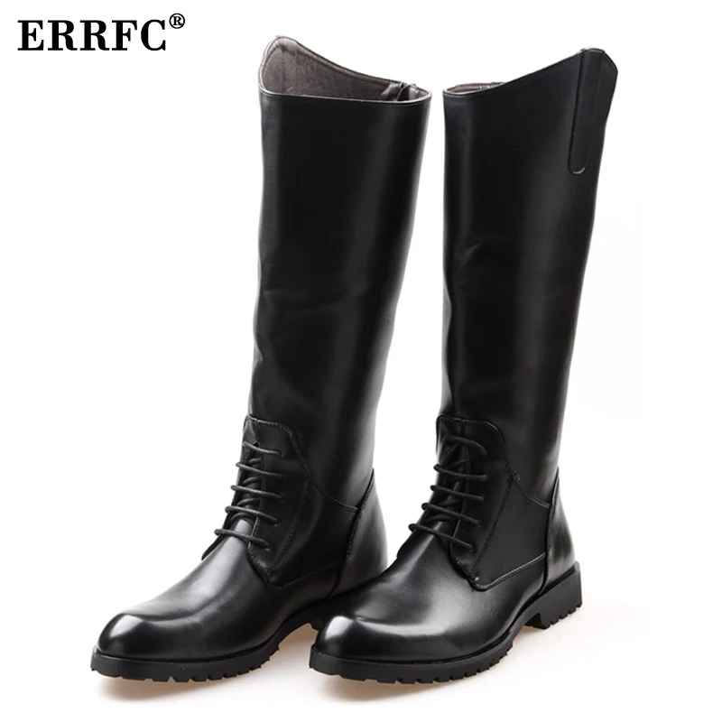 ERRFC Fashion Designer Black Long Knee Boots Men Round Toe Riding Boot ...