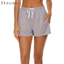 Ekouaer/повседневные женские пижамные шорты с карманами и кулиской