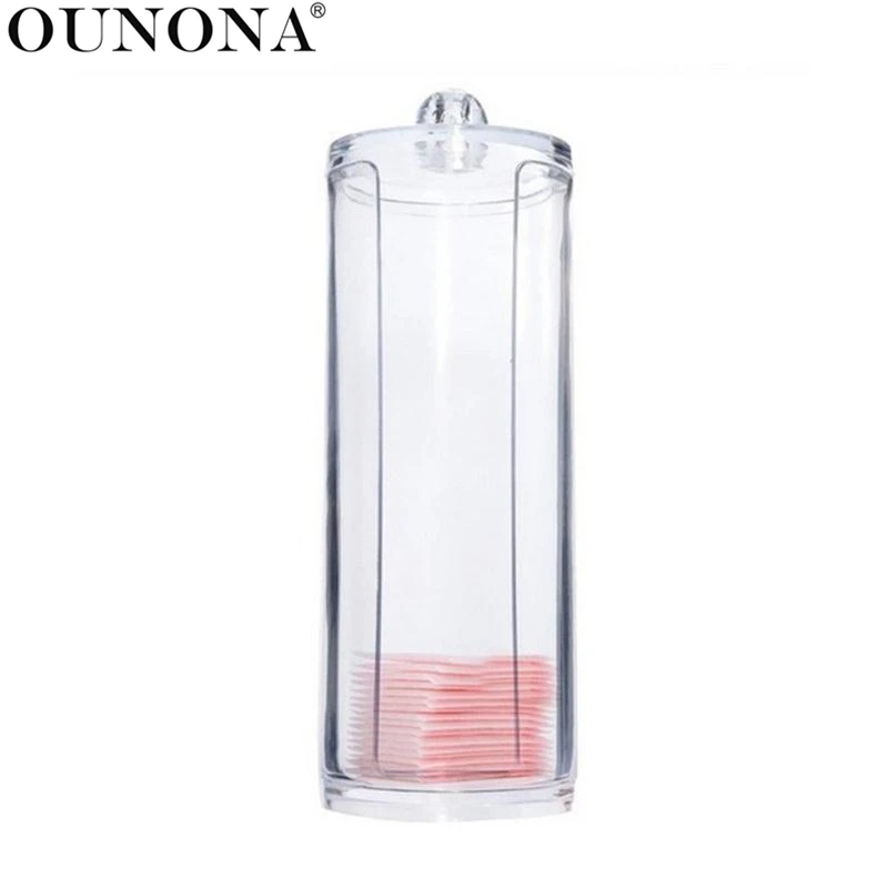 

OUNONA Makeup Organizers Round Cosmetic Storage Cotton Pad Box Case Holder Dispenser Container Holder Home Accessories