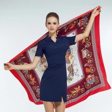 

2017 Luxury Brand Silk Square Scarf Voiture Print Big Size Geometric Carriage Hijab Shawls Wrap Female Scarf Bandana 130*130 C59