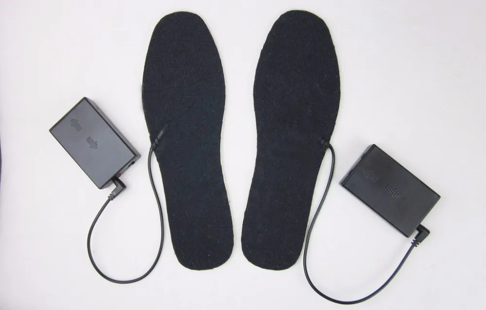 Electric Heating Shoe Insoles Can Trim Black Warm Heaters Carbon Fiber Insoles Battery Compartment Heating Insole Shoe Dryer  (3)