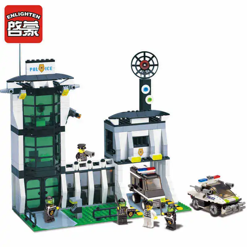 ENLIGHTEN 589Pcs City Police Station Series Building Blocks Assembling Minifigure Boys Toy Compatible With font b