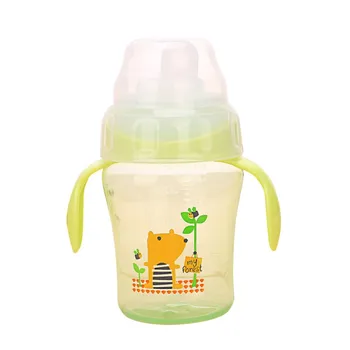 

240ml Baby Kids Lovely Cup Toddler Infant Cartoon Deer Children Learn Drinking Straw Bottle With Handle Newborn Sippy Cup 1PC
