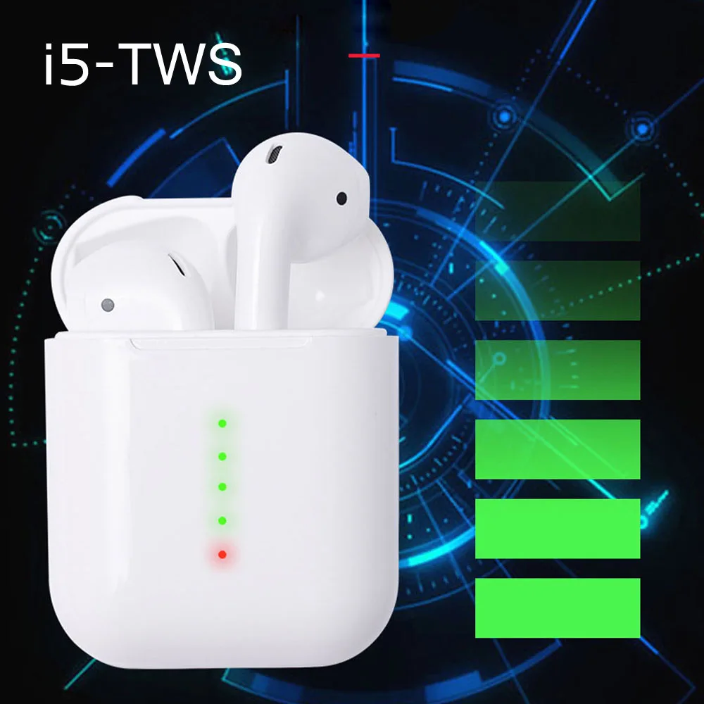 

i5 TWS Bluetooth 5.0 Wireless Earphone 1:1 Stereo Earbuds Touch Control Power Display Headset Binaural Calling Earphones Earbud
