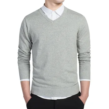 

V Neck Men Sweater Warm Winter Solid Slim Fit Mens Sweaters Cotton Pullover Male Sweter Knitwear Christmas Chompa Black Red