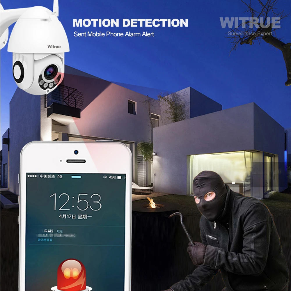 PTZ IP Camera WiFi 1080P Wireless Outdoor Dome IR Night Vision Two Way Audio TF Card Storage  CCTV Surveillance Camera Exterior