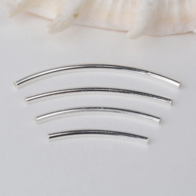 1.5mm solid 925 sterling silver bead,curved spacer tube bead connector