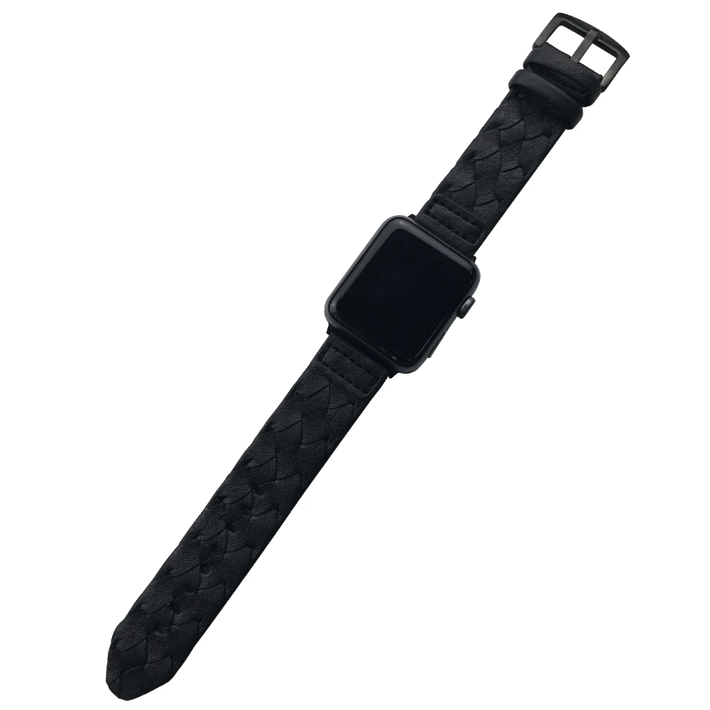 Ремешок кожаный плетеный для Apple Watch Band Series 6/5/4/3/2/SE классический мужской/женский
