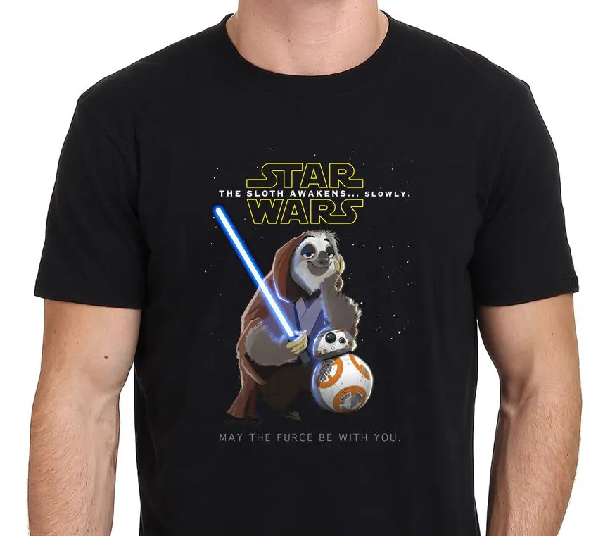 STAR WARS The Sloth Awakens From Zootopia T Shirt Tee Men's size :Size