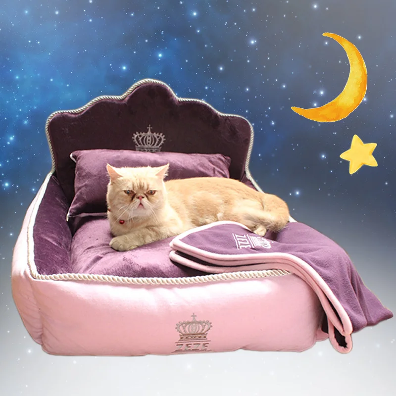 Luxury Noble Princess Dog Bed With Pillow Blanket Washable Pet Bed Cat Bed Mat Sofa Dog House Nest Sleep Cushion Kennel