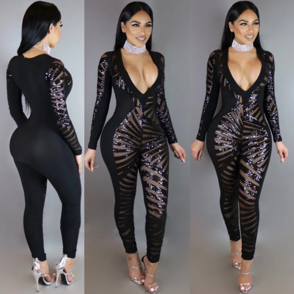 Buy N298 Women 2017 Hot fashion bodycon jumpsuit black