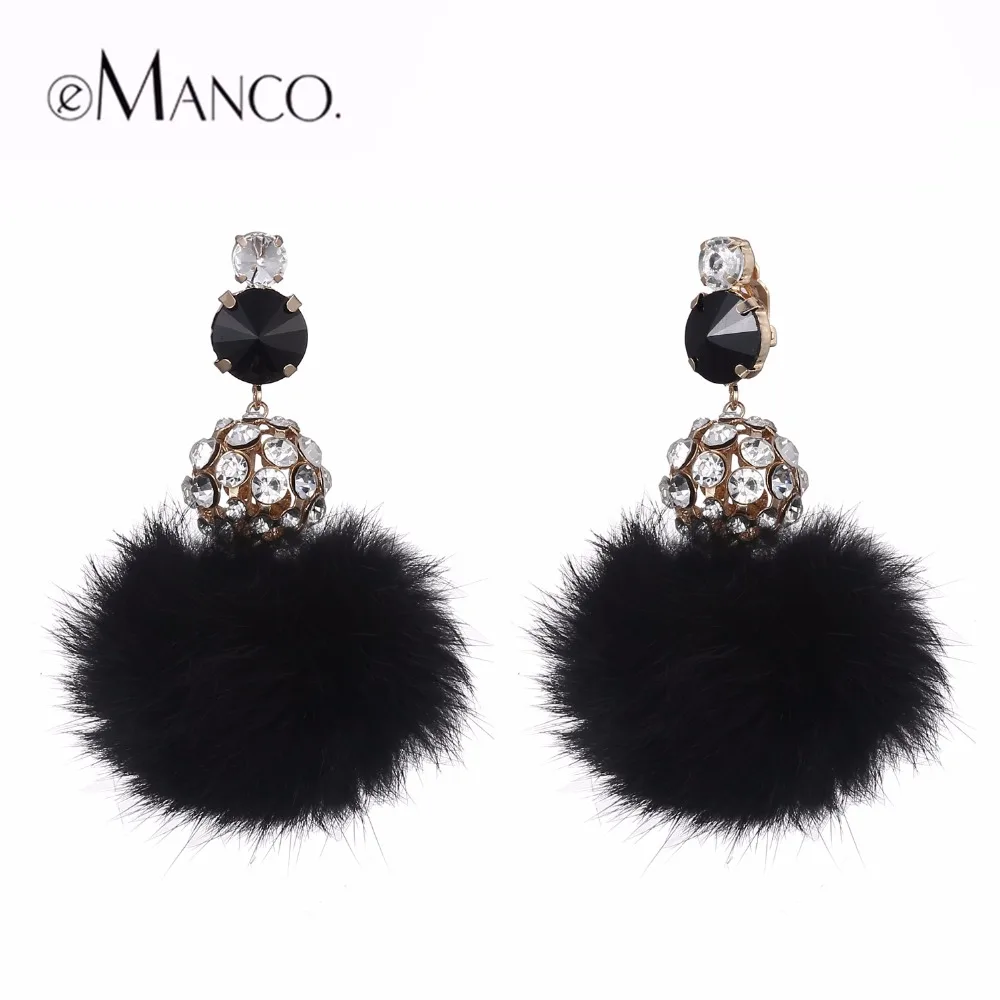 

eManco Luxury Vintage Pompon Earrings Dangle Crystal Earrings for women copper&rhinestone fashion jewelry cosmetic cloth jewelry