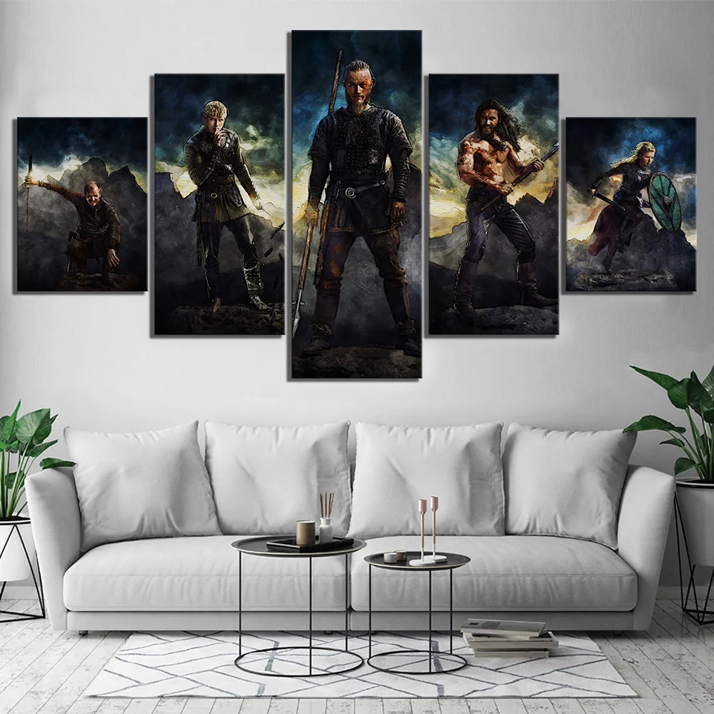 

Wall Artwork Canvas Paintings Picture 5 Panel Vikings Movie Home Decoration Hd Prints Modern Poster For Bedroom Modular Framed