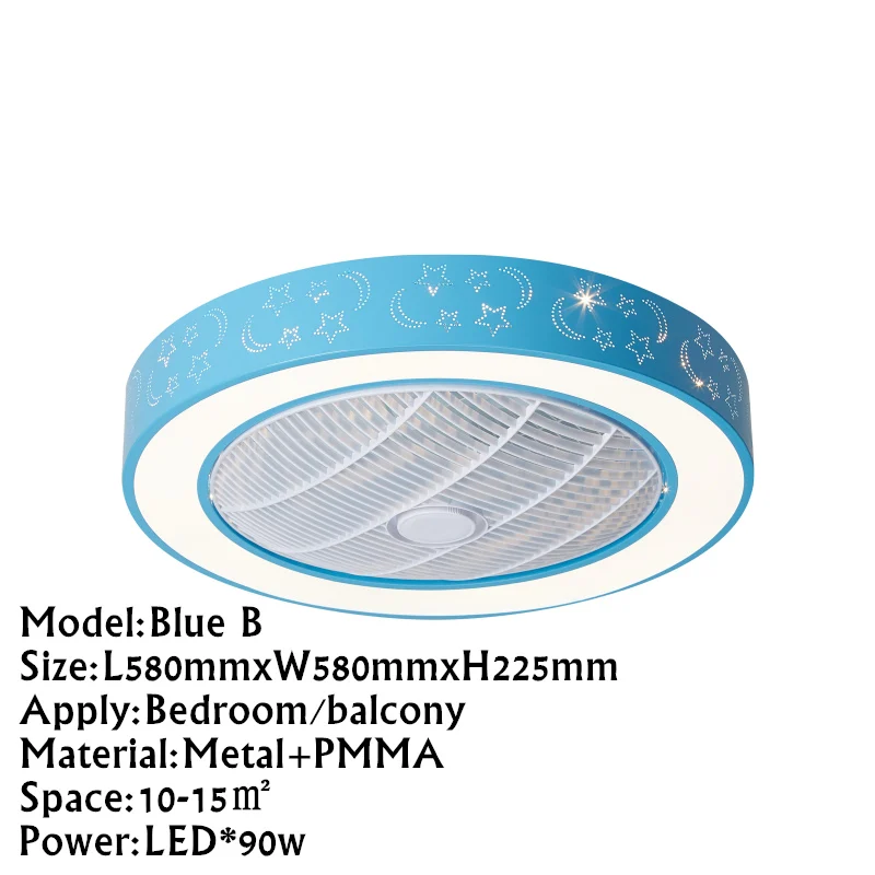 TRAZOS современные светодиодные потолочные лампы с вентиляторы для Гостиная 220V охлаждающий вентилятор круглый потолочный вентилятор-люстра с дистанционным Управление - Цвет корпуса: Blue B