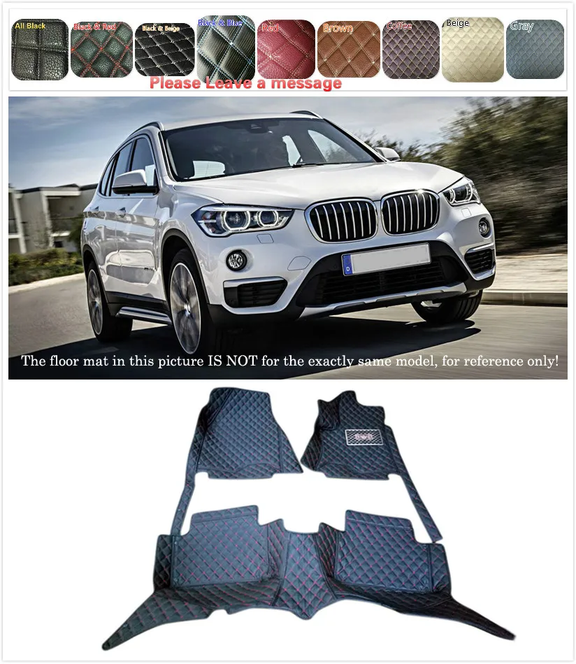 

5 Seats 1 Set Customs Car Floor mat Leather Waterproof Front & Rear Floor Mats Carpets Pads for BMW X1 F48 2016 2017 Car styling