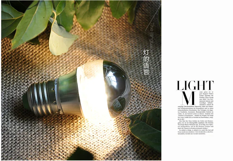 110-220V decorative shadeless E27E14 LED 3W 5W 7W base light mirror bulb G45 A60 half silver led filament bulb5