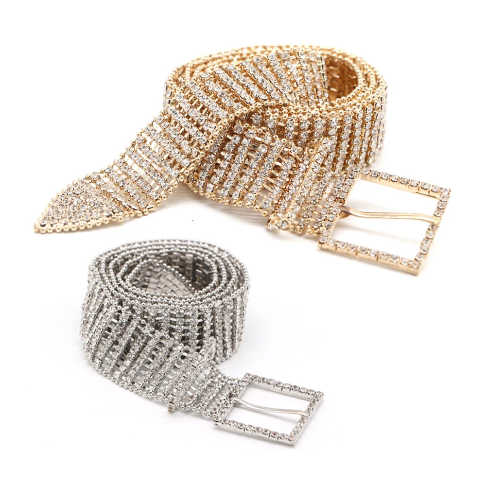 Women's Diamante crystal Chain Belt Full Rhinestone bride wide Bling