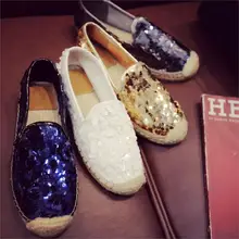 Женщины Натуральная кожа с блестками Рыбак женская обувь на плоской подошве с украшениями; лоферы; женская обувь; chaussure femme