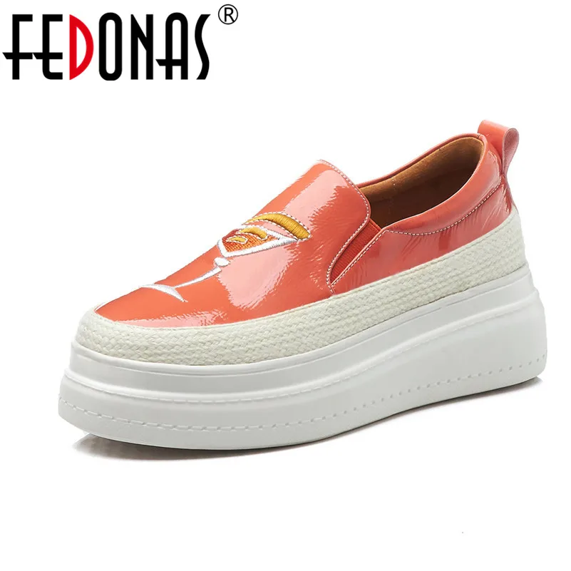 Primavera Las Zapatos Elegante Negro on Plana naranja Ocasionales Mujeres La Slip Verano De Moda Deportivos Nueva Plataforma Fedonas Planos Bordar Mujer vwdzxqqE