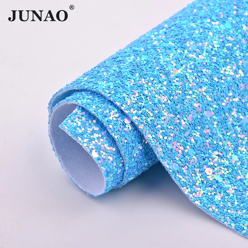 JUNAO 20*34cm 다채로운 반짝이 장식 조각 합성 가죽 가짜 인공 가죽 패브릭 Paillettes 패브릭 시트 DIY 공예