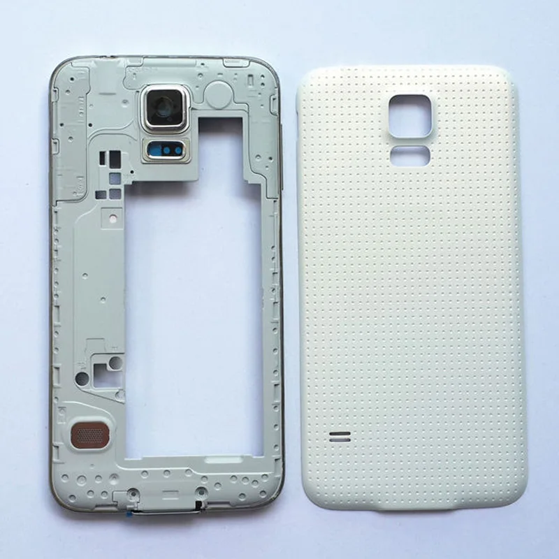 Оригинальная средняя рамка пластина+ Крышка корпуса батареи для samsung Galaxy S5 G900F G900H G900 i9600 чехол запасные части