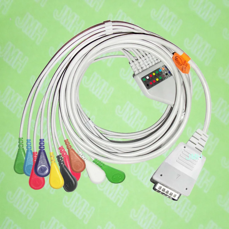 Совместим с ShangHai Kohden 6511 6504 6353 8110P EKG Machine цельный ЭКГ-кабель и свинцовые провода 15PIN