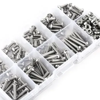 

340pcs M3 Stainless SS304 Button Head Hex Nut Assortment Kit Socket Screw Bolt Screws Nuts Assortment Kit Fastener Hardware