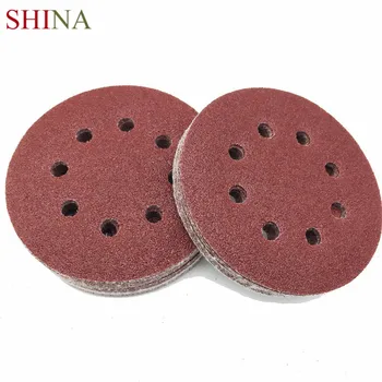 

SHINA 50pcs / lot 5 Inch 125mm Round Sandpaper Eight Hole Disk Sand Sheets Grit 1000 Hook And Loop Sanding Disc Polish