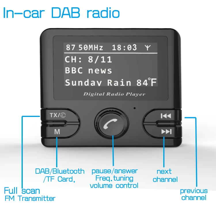 В автомобиле DAB цифровой радиоадаптер с Bluetooth потоковой передачи музыки