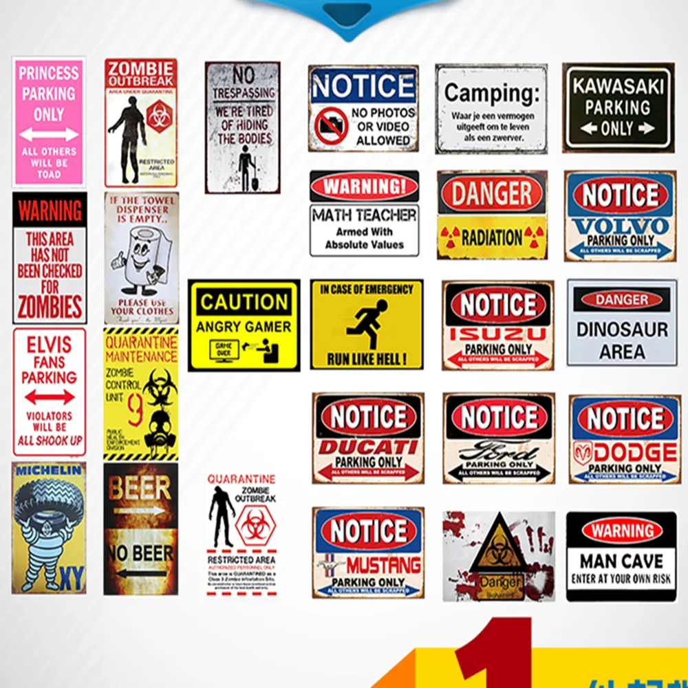 

Vintage Garden Decoration Prohibited warning signs Metal Signs Painting Art Poster Garage Pub Bar Room Tin Plate Metal Plaque